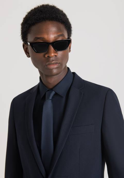 Antony Morato mężczyźni Kurtka Bonnie o dopasowanym kroju, wykonana z elastycznej tkaniny z domieszką wiskozy VNLT33 odzież niebieski atrament