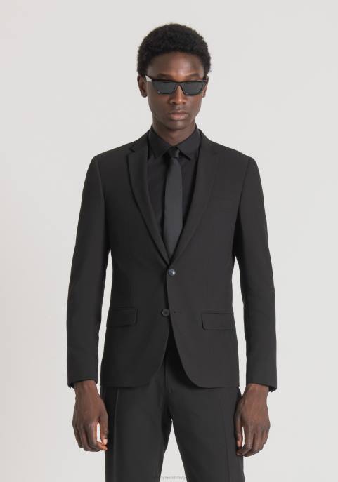 Antony Morato mężczyźni Kurtka Bonnie o dopasowanym kroju, wykonana z elastycznej tkaniny z domieszką wiskozy VNLT35 odzież czarny