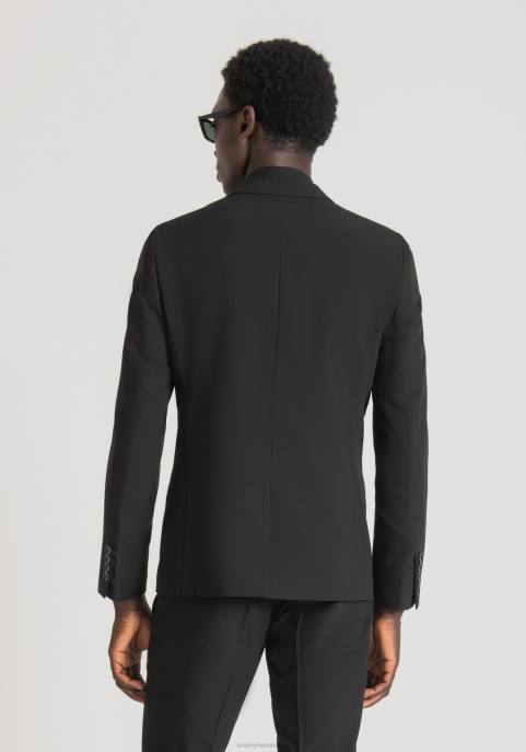 Antony Morato mężczyźni Kurtka Bonnie o dopasowanym kroju, wykonana z elastycznej tkaniny z domieszką wiskozy VNLT35 odzież czarny