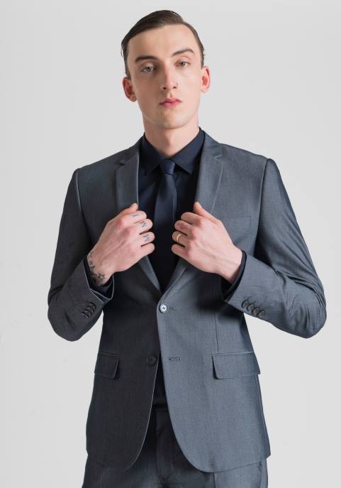 Antony Morato mężczyźni Kurtka Bonnie o dopasowanym kroju z elastycznej tkaniny z domieszką wiskozy VNLT27 odzież jasny niebieski