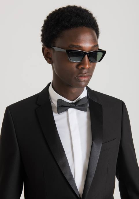 Antony Morato mężczyźni Kurtka nina o dopasowanym kroju z elastycznej mieszanki wiskozy z satynowymi detalami VNLT40 odzież czarny