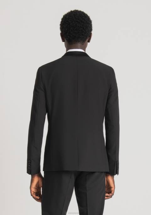 Antony Morato mężczyźni Kurtka nina o dopasowanym kroju z elastycznej mieszanki wiskozy z satynowymi detalami VNLT40 odzież czarny