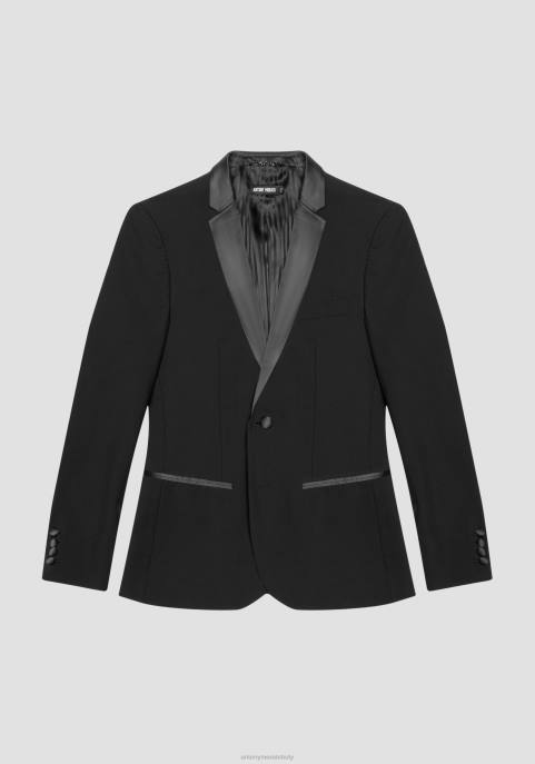 Antony Morato mężczyźni Kurtka nina o dopasowanym kroju z elastycznej mieszanki wiskozy z satynowymi detalami VNLT40 odzież czarny