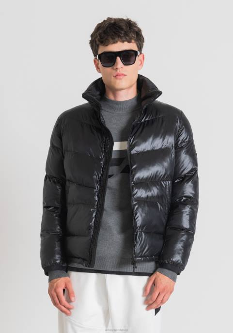 Antony Morato mężczyźni Kurtka o regularnym kroju z ekologiczną wyściółką z opalizującym efektem VNLT15 odzież czarny