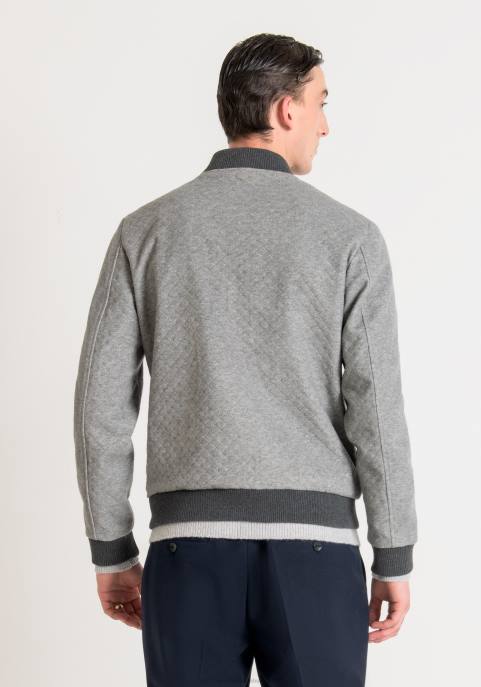 Antony Morato mężczyźni Wąska kurtka bomber z diagonalu z domieszką elastycznej wiskozy VNLT20 odzież średni szary melanż