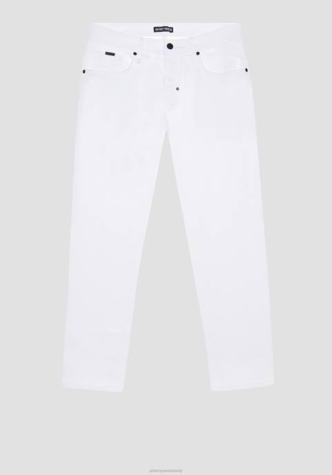 Antony Morato mężczyźni Argonowe spodnie o dopasowanym kroju do kostek, wykonane z elastycznej bawełny o diagonalnym splocie VNLT273 odzież krem