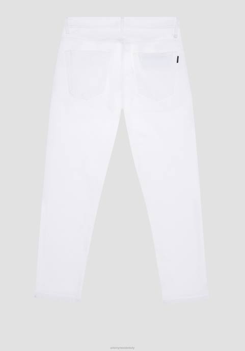 Antony Morato mężczyźni Argonowe spodnie o dopasowanym kroju do kostek, wykonane z elastycznej bawełny o diagonalnym splocie VNLT273 odzież krem