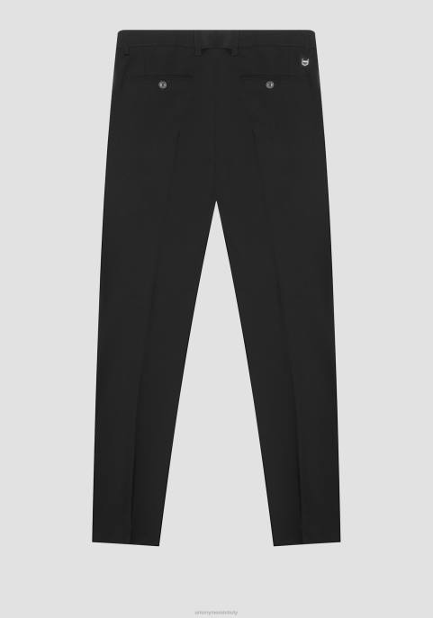 Antony Morato mężczyźni Nina Spodnie o dopasowanym kroju z mieszanki elastycznej wiskozy z satynowymi detalami VNLT232 odzież czarny