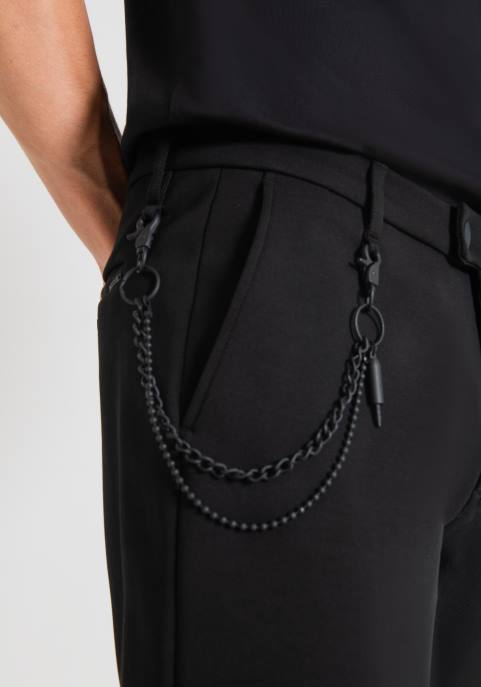 Antony Morato mężczyźni Obcisłe spodnie dresowe z mieszanki zawierającej bawełnę, zapinane na guziki i elastyczny dół VNLT222 odzież czarny