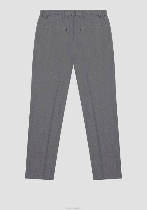 Antony Morato mężczyźni Spodnie Phil Regular o prostym kroju z tkaniny Dobby z domieszką wiskozy VNLT241 odzież ciemnoszary melanż