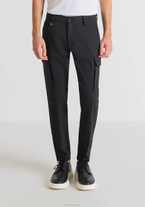 Antony Morato mężczyźni Spodnie bjorn o obcisłym kroju z mieszanki bawełny ze streczem, z zamkiem na dole VNLT233 odzież czarny