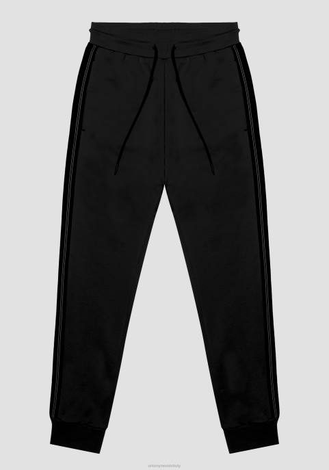 Antony Morato mężczyźni Spodnie dresowe o dopasowanym kroju z elastycznej bawełny z kontrastowym materiałem technicznym VNLT275 odzież czarny