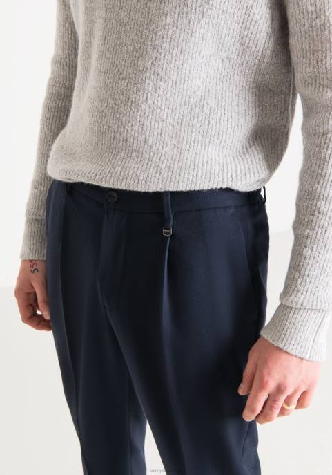 Antony Morato mężczyźni Spodnie gustaf carrot fit z elastycznej mieszanki wiskozy, z elastycznym pasem VNLT277 odzież niebieski atrament