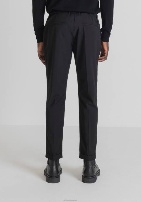 Antony Morato mężczyźni rad, slim-fit spodnie do kostek z centralnym marszczeniem VNLT229 odzież czarny
