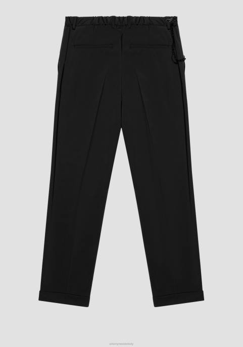 Antony Morato mężczyźni rad, slim-fit spodnie do kostek z centralnym marszczeniem VNLT229 odzież czarny